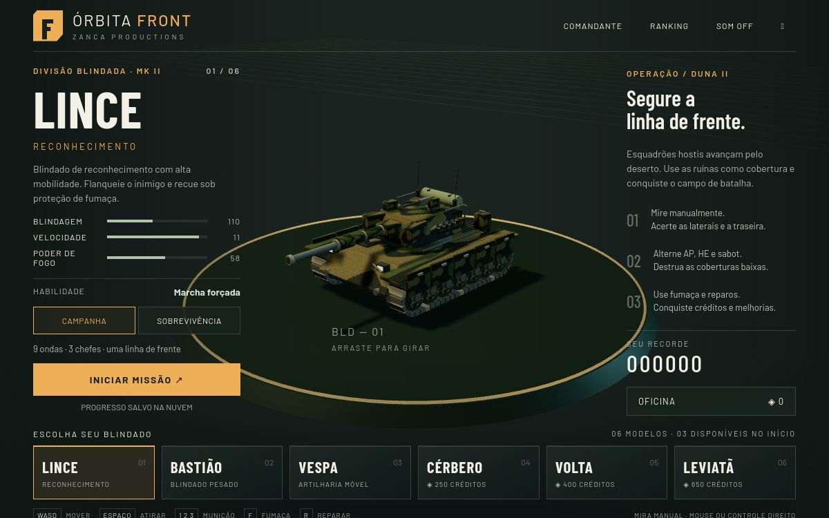 Prévia de Órbita Front — Tanques
